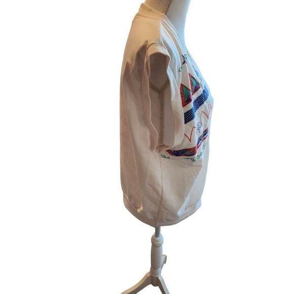 Vintage 80s Koret Sleeveless Vest M White Nautical Sailing Boats Kitsch - Picture 3 of 5